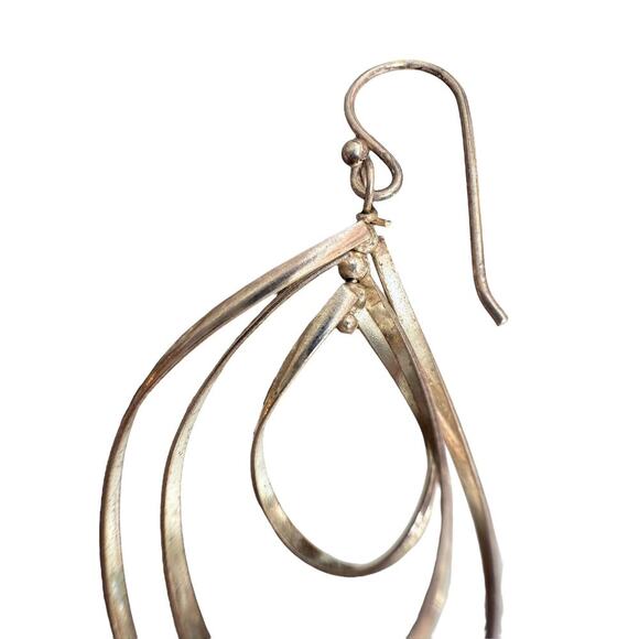 Vintage Sterling Silver Teardrop Dangle Earrings - Picture 3 of 4